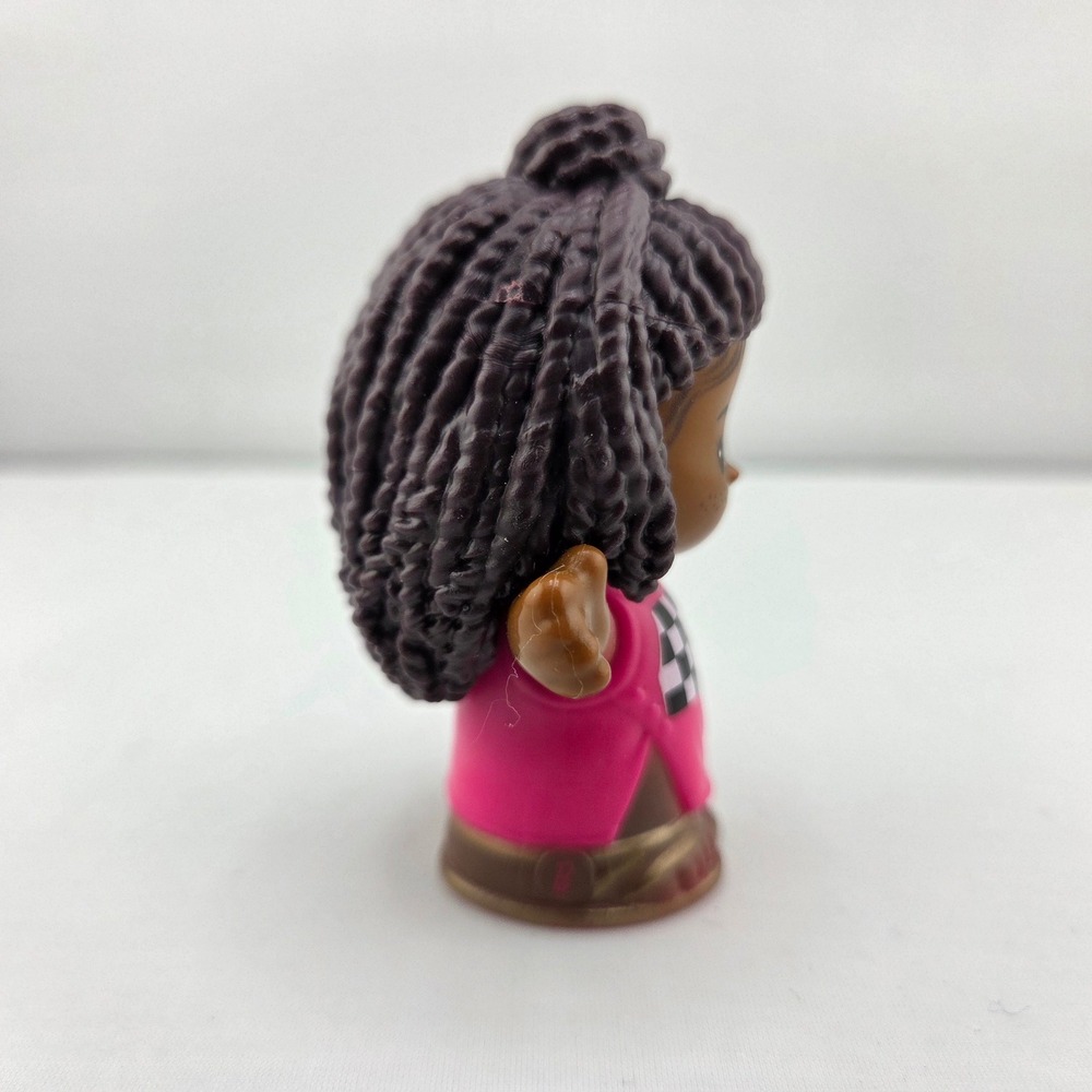 Fisher-Price Little People Girl Figure Pink Checkered Shirt Braids 2022 Mattel - Picture 4 of 5